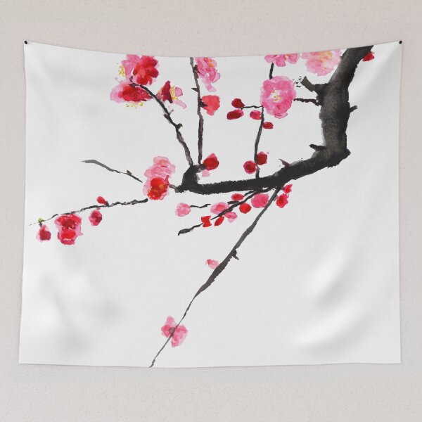 Item preview, hand painted red plum flower designed and sold by SelenePaintings .