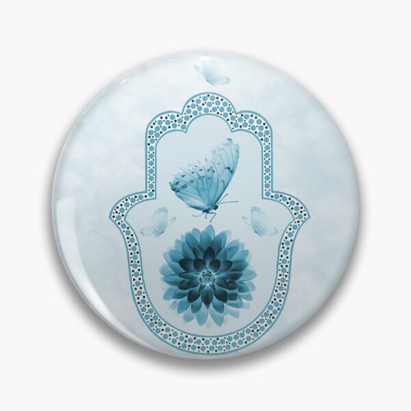 Item preview, Butterfly Lotus Blue Hamsa Hand designed and sold by maryedenoa.