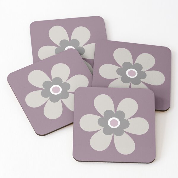 Item preview, Its all about pastel with this cute retro 80s simple flower power block colour groovy graphic in mushroom, slate grey and lilac on dusky purple. designed and sold by Caroline Laursen.