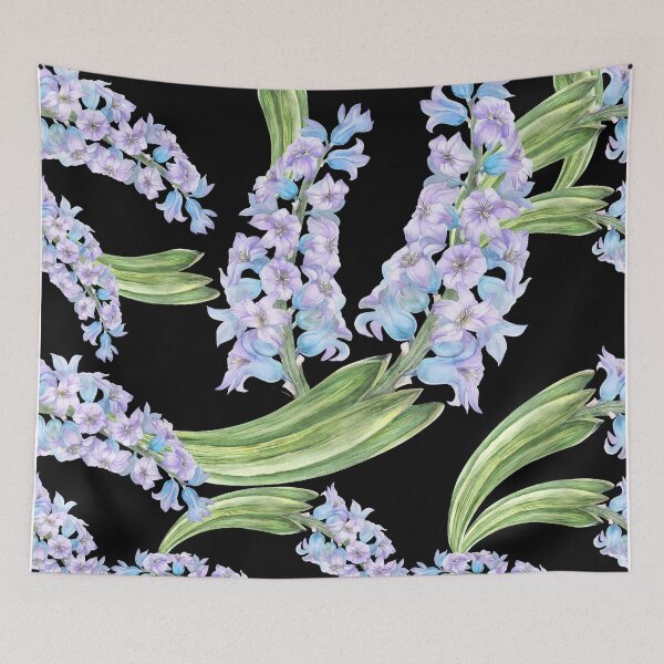 Item preview, Purple Hyacinth Flower Watercolor Black Seamless Pattern Gifts designed and sold by MiscelChr.