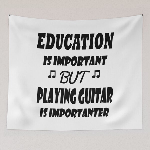 Item preview, gift for guitar lover : education is important but playing guitar is importanter - Guitar Lovers funny gift for musicians lovers designed and sold by madani rafik.