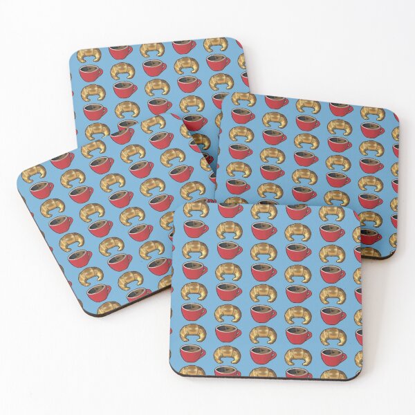 Item preview, Coffee Croissant Light Blue Red Pattern designed and sold by TheGreekGuy.