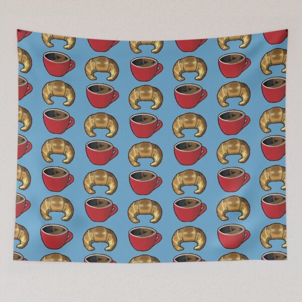 Item preview, Coffee Croissant Light Blue Red Pattern designed and sold by TheGreekGuy.