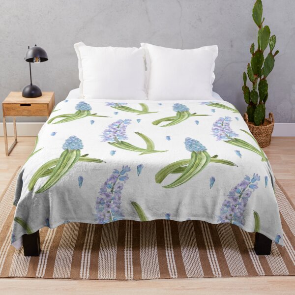 Item preview, Purple Hyacinth Flower Watercolor White Seamless Pattern Gifts designed and sold by MiscelChr.