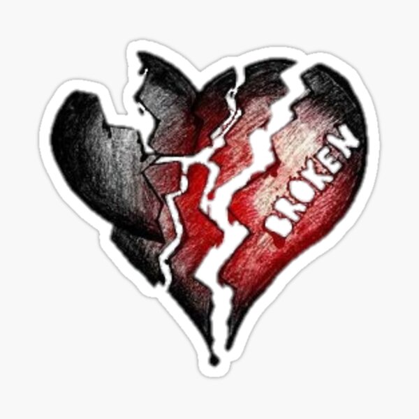 Broken heart black' Sticker