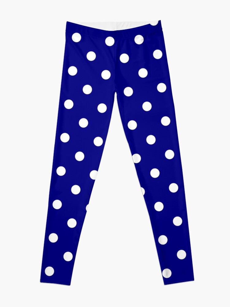 Extra Small White on Royal Blue Polka Dots Leggings for Sale by