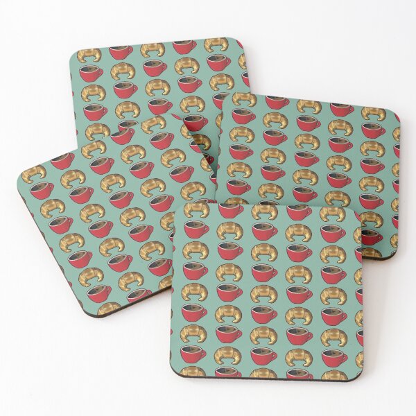 Item preview, Coffee Croissant Light Green Red Pattern designed and sold by TheGreekGuy.