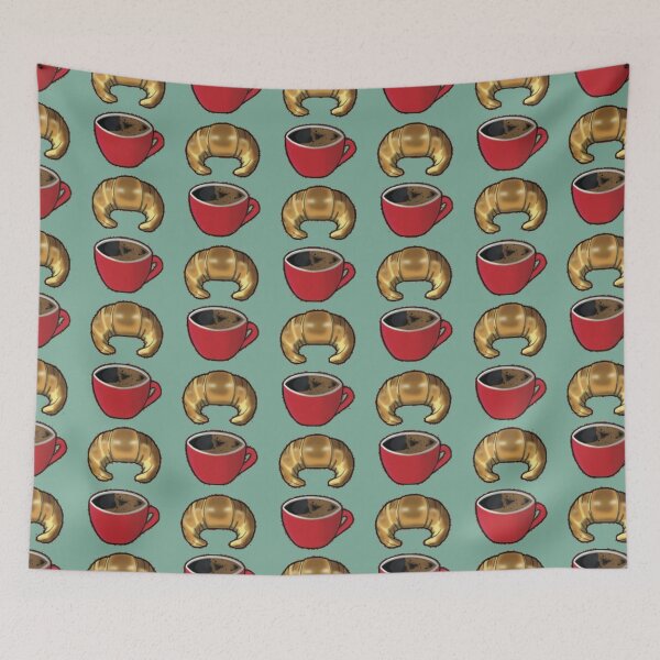 Item preview, Coffee Croissant Light Green Red Pattern designed and sold by TheGreekGuy.