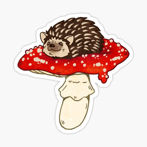 Hedgehog on a Mushroom Sticker
