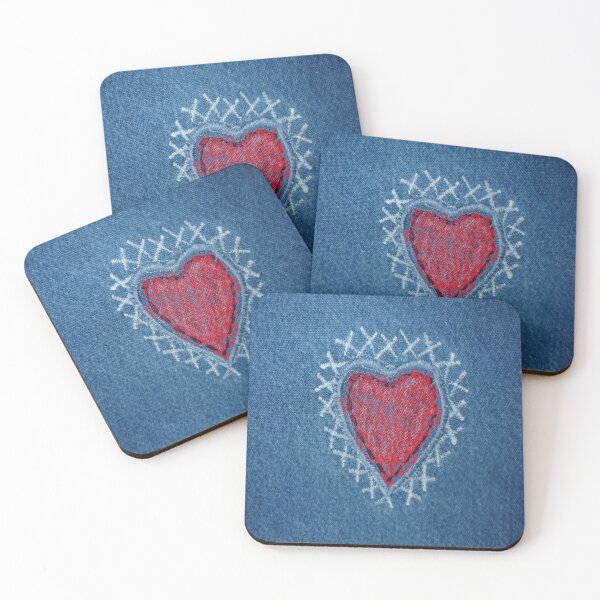 Item preview, Denim Stitched Red Heart Patch designed and sold by AlteredAtelier.