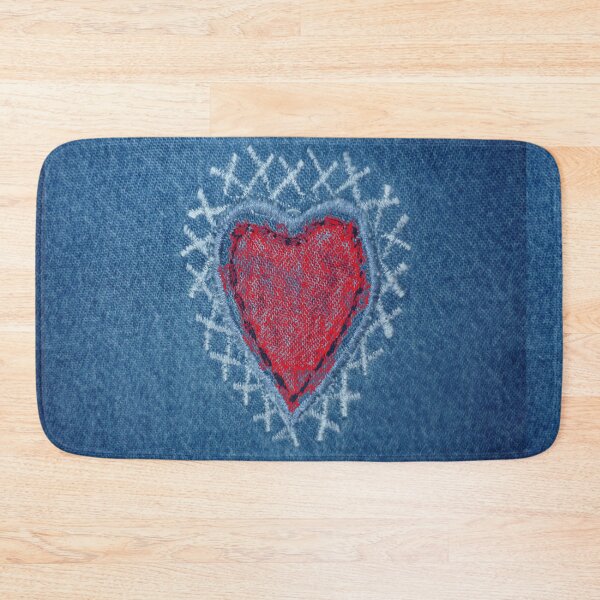 Item preview, Denim Stitched Red Heart Patch designed and sold by AlteredAtelier.