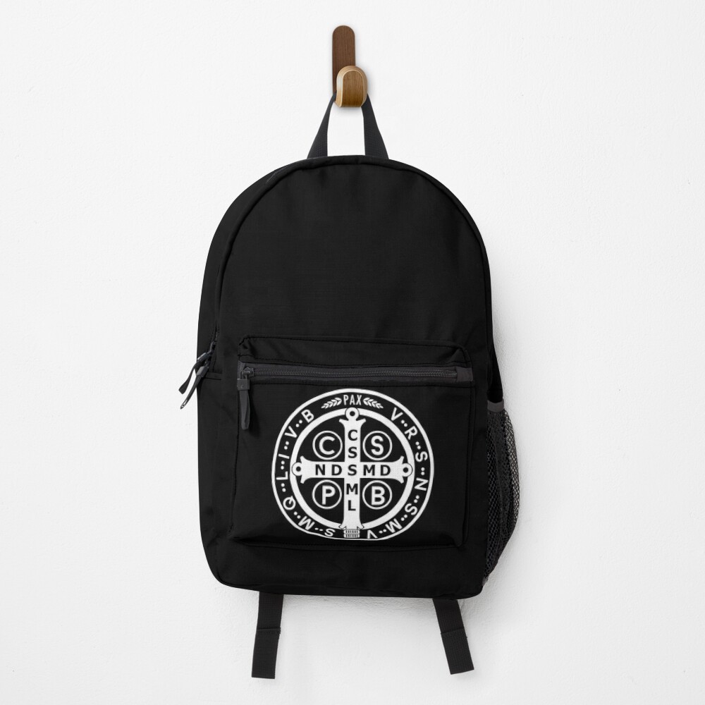 Saint Benedict Medal Black White Backpack