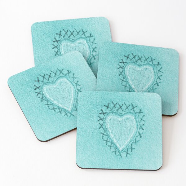 Item preview, Lightwash Denim Stitched White Heart Patch designed and sold by AlteredAtelier.