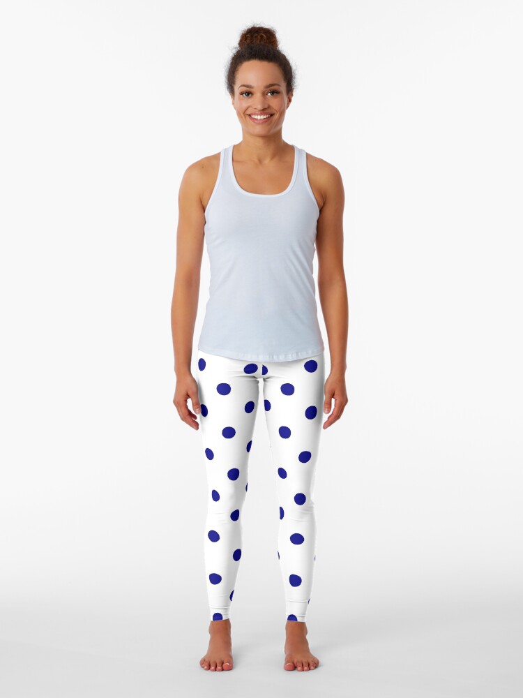 Medium Royal Blue on White Polka Dots Leggings for Sale by SpotsDotsPrints