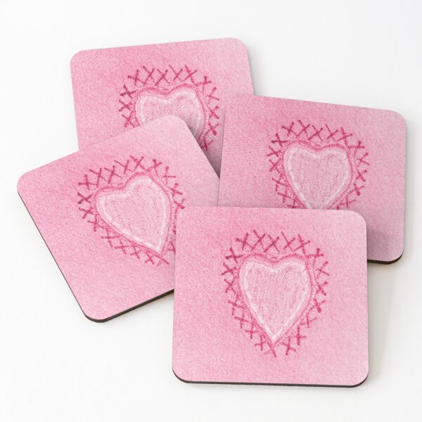 Item preview, Pink Denim Stitched Heart Patch Valentine's Day designed and sold by AlteredAtelier.