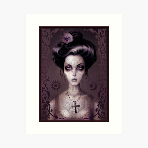 DAY OF THE DEAD PORTRAIT PURPLE Art Print