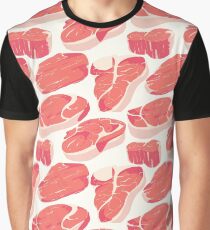 Seamless Meat Pattern Graphic T-Shirt