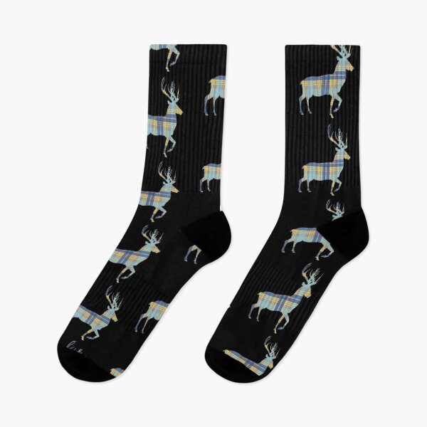 Item preview, Blue, Grey and Yellow Tartan Scottish Stag Silhouette   designed and sold by MacPean.