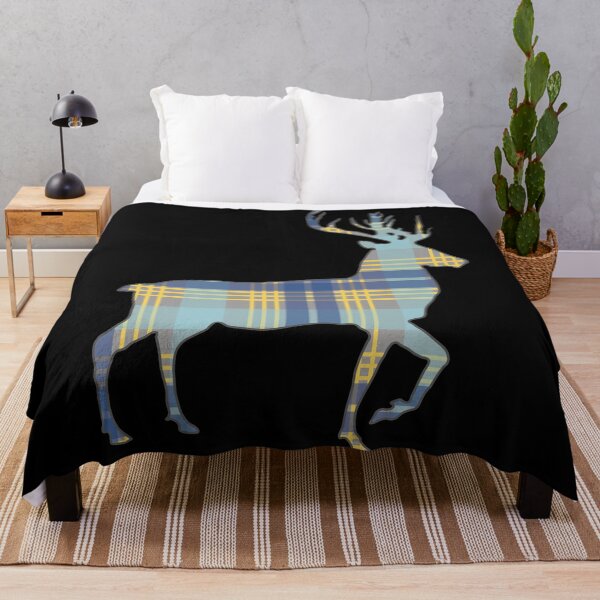 Item preview, Blue, Grey and Yellow Tartan Scottish Stag Silhouette designed and sold by MacPean.