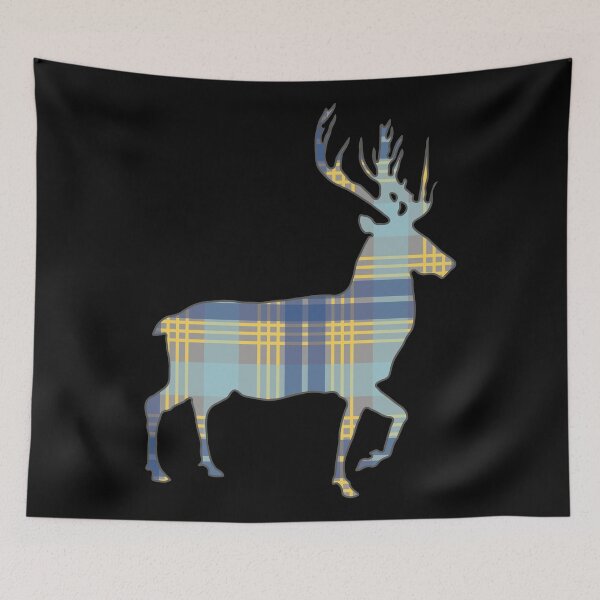 Item preview, Blue, Grey and Yellow Tartan Scottish Stag Silhouette   designed and sold by MacPean.