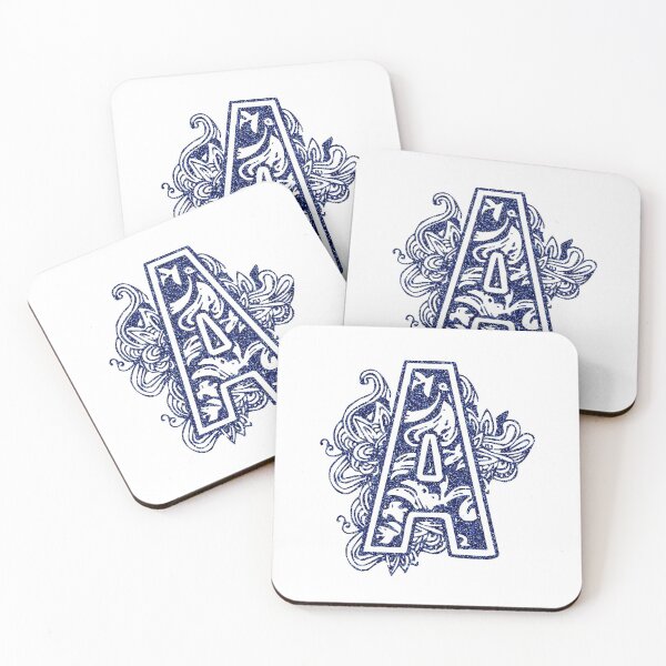 Item preview, Blue glitter floral letter A designed and sold by DarkArtStudio.