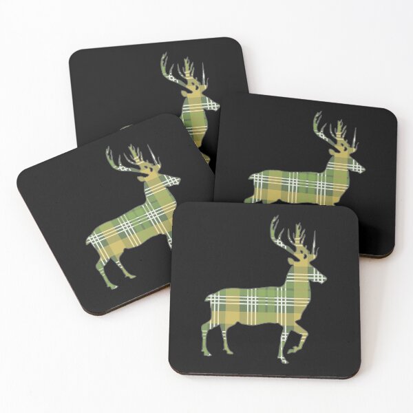 Item preview, Green, Yellow and White Tartan Scottish Stag Silhouette   designed and sold by MacPean.