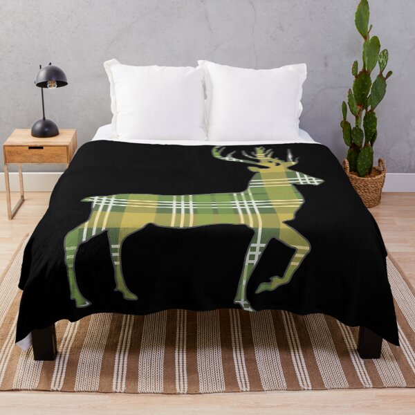 Item preview, Green, Yellow and White Tartan Scottish Stag Silhouette designed and sold by MacPean.