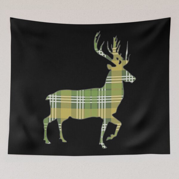 Item preview, Green, Yellow and White Tartan Scottish Stag Silhouette   designed and sold by MacPean.