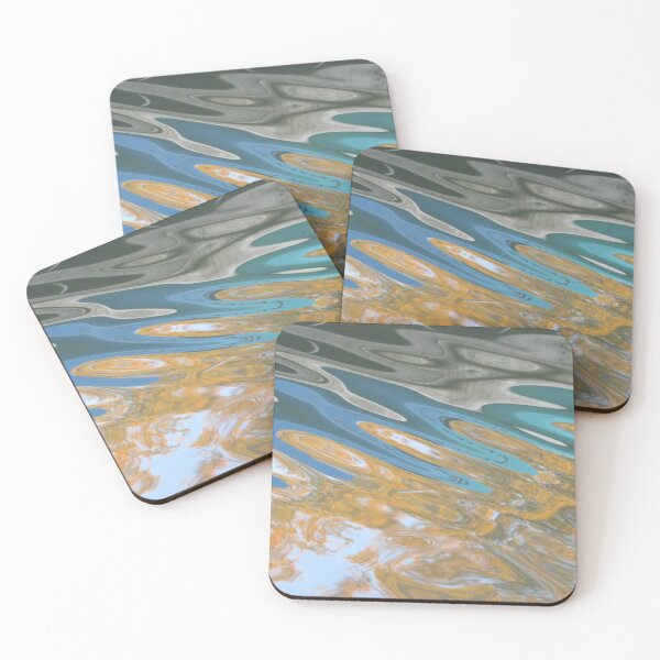 Item preview, reflections turquoise mustard yellow blue  designed and sold by UpTowardTheSky.