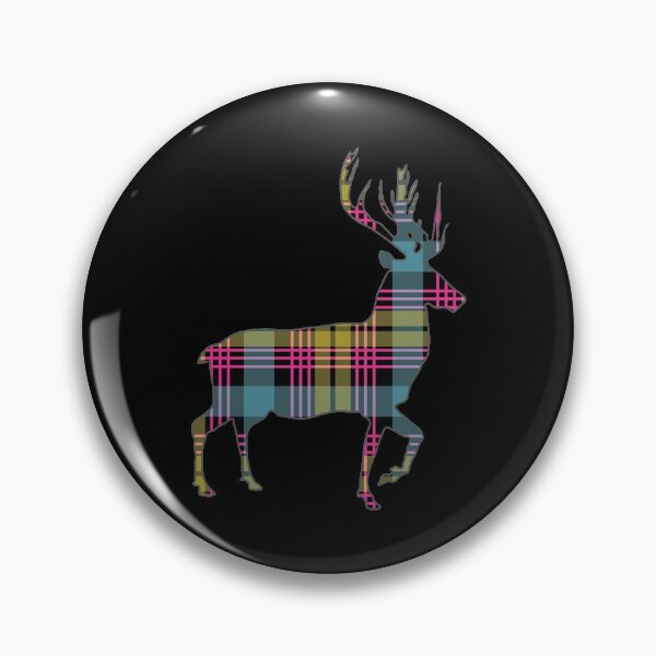 Item preview, Pink, Blue and Yellow Tartan Scottish Stag Silhouette   designed and sold by MacPean.