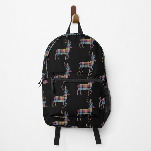 Item preview, Pink, Blue and Yellow Tartan Scottish Stag Silhouette designed and sold by MacPean.