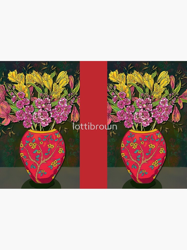 Red Vase with Flowers by lottibrown