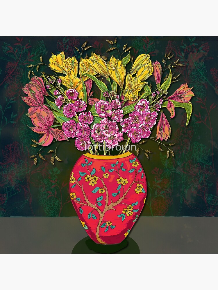 Red Vase with Flowers by lottibrown