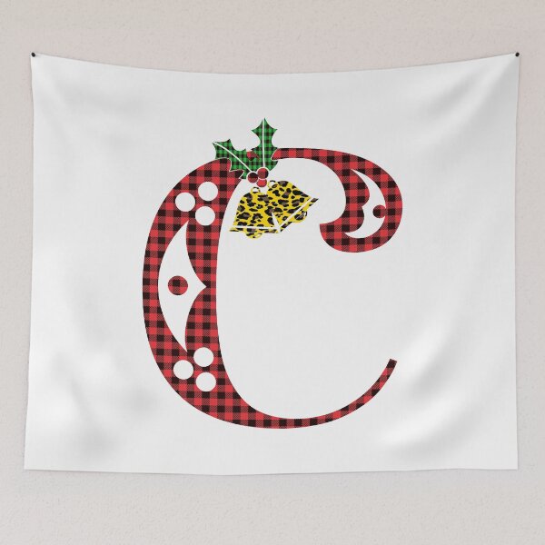 Item preview, Alphabet Letter C, Leopard Buffalo Plaid Christmas Design designed and sold by MonogramHQ.