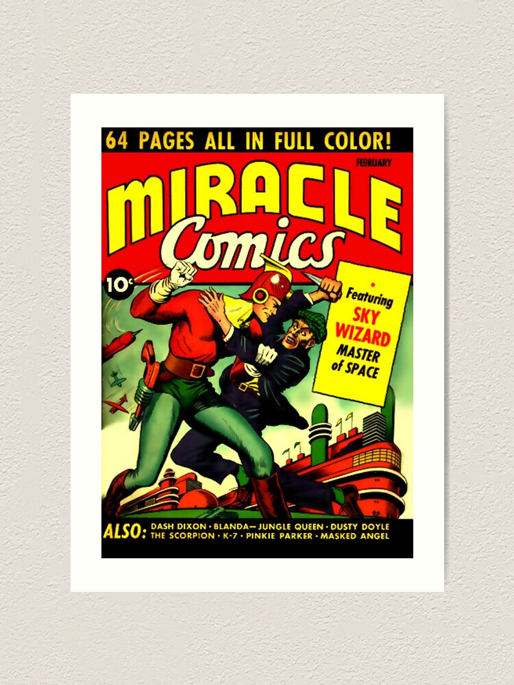 "RETRO Golden Age Comic Book Cover Miracle Comics" Art Print by
