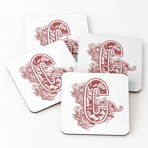 Item preview, Red glitter floral letter C designed and sold by DarkArtStudio.