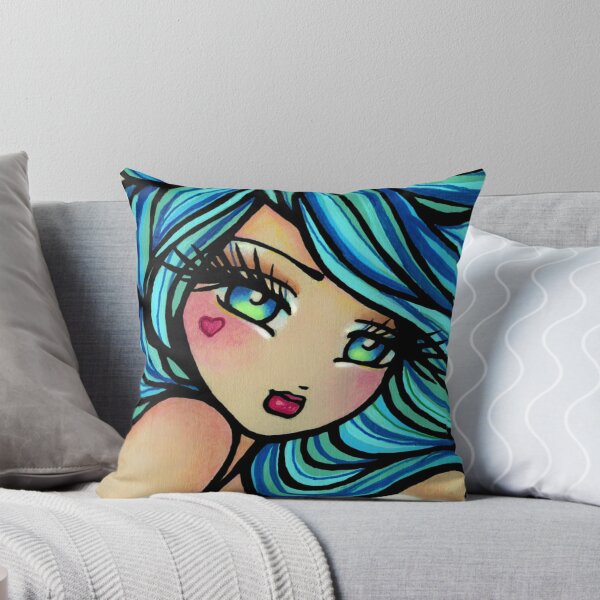 Item preview, Fairy with Blue Hair and Colorful Wings Fantasy Art designed and sold by hannahlynnart.