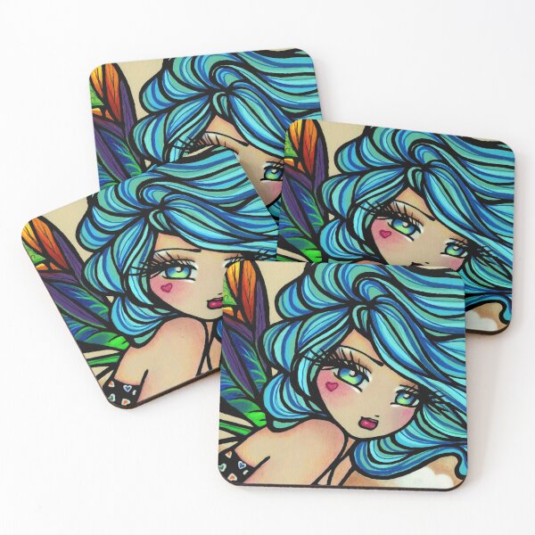 Item preview, Fairy with Blue Hair and Colorful Wings Fantasy Art designed and sold by hannahlynnart.
