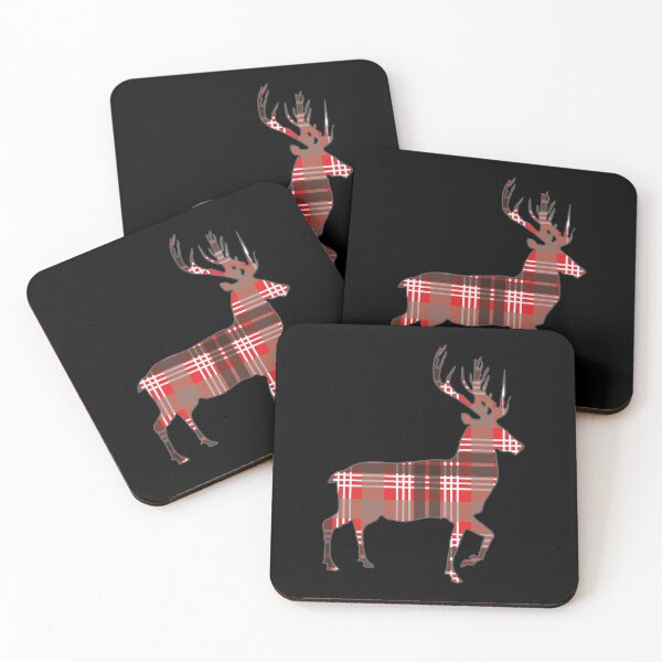 Item preview, Red, Black and White Tartan Scottish Stag Silhouette   designed and sold by MacPean.