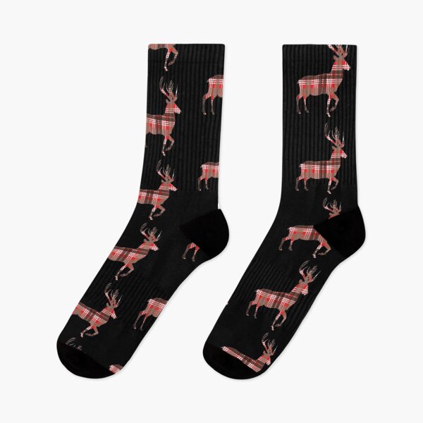 Item preview, Red, Black and White Tartan Scottish Stag Silhouette   designed and sold by MacPean.
