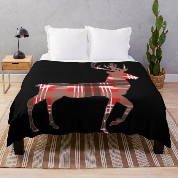 Item preview, Red, Black and White Tartan Scottish Stag Silhouette   designed and sold by MacPean.
