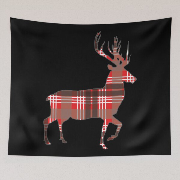Item preview, Red, Black and White Tartan Scottish Stag Silhouette   designed and sold by MacPean.