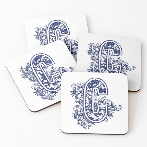 Item preview, Blue glitter floral letter C designed and sold by DarkArtStudio.