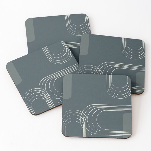 Item preview, Minimalist curved lines on Hague blue textured background designed and sold by AYA ..
