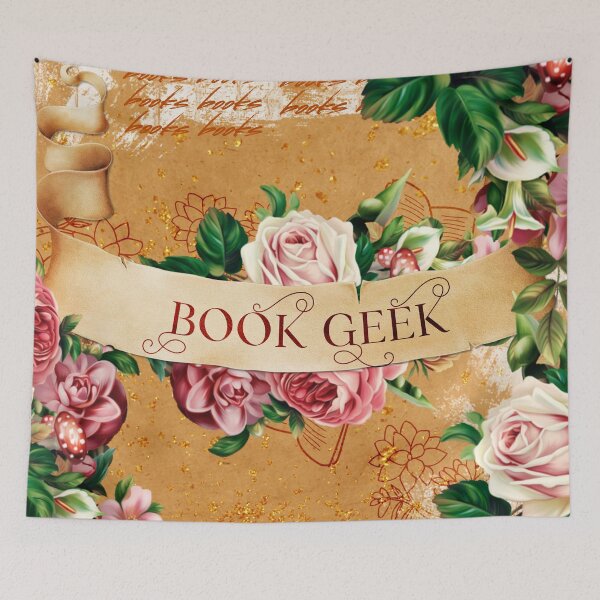 Item preview, Book Geek flowers and books aesthetic  designed and sold by Booksshack.