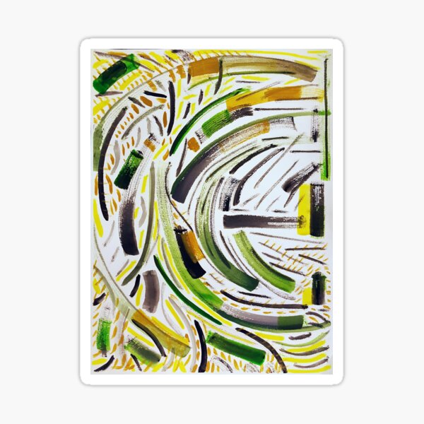 Green and Yellow Abstract Art Original Sticker