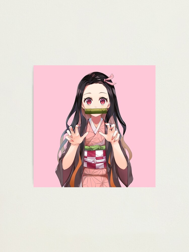 Nezuko Chan Cute Demon Slayer Peeker Photographic Print By Amitrix Redbubble