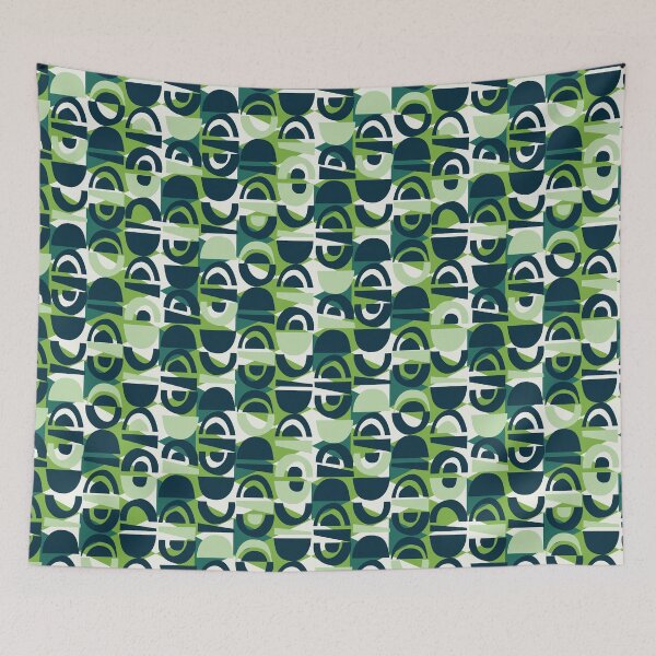 Item preview, Retro Geometric Abstract in tones of green designed and sold by AngelaSims.