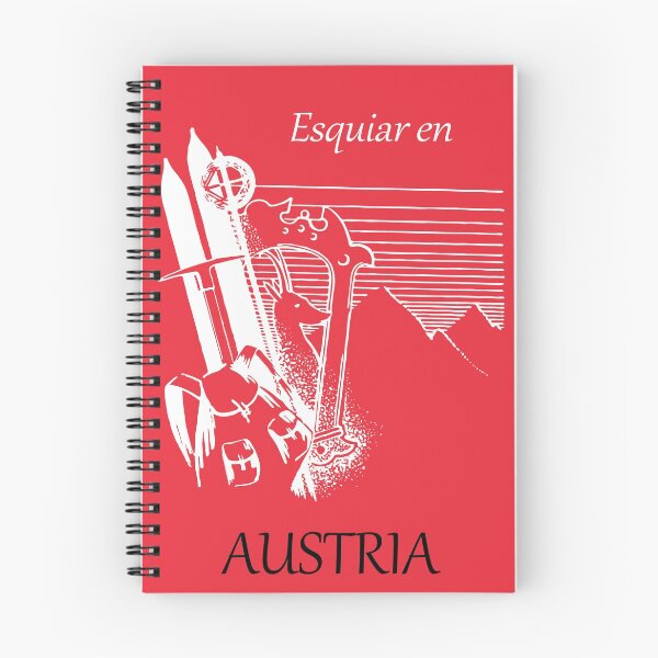 Item preview, Esquiar en Austria - Skiing in Austria - Vintage Mountain Tourism Poster in Austrian Flag Colours designed and sold by Vintage-TM.