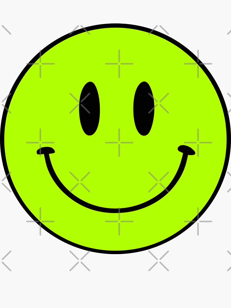 Lime Smile Small | Happy Face | Neon | | Sticker